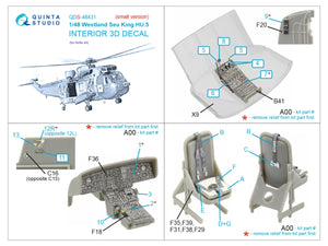 Quinta Studio QDS-48431 Westland Sea King HU.5 3D-Printed &amp;amp; coloured Interior on decal paper (Airfix) (Small version) 1/48 – immagine 2