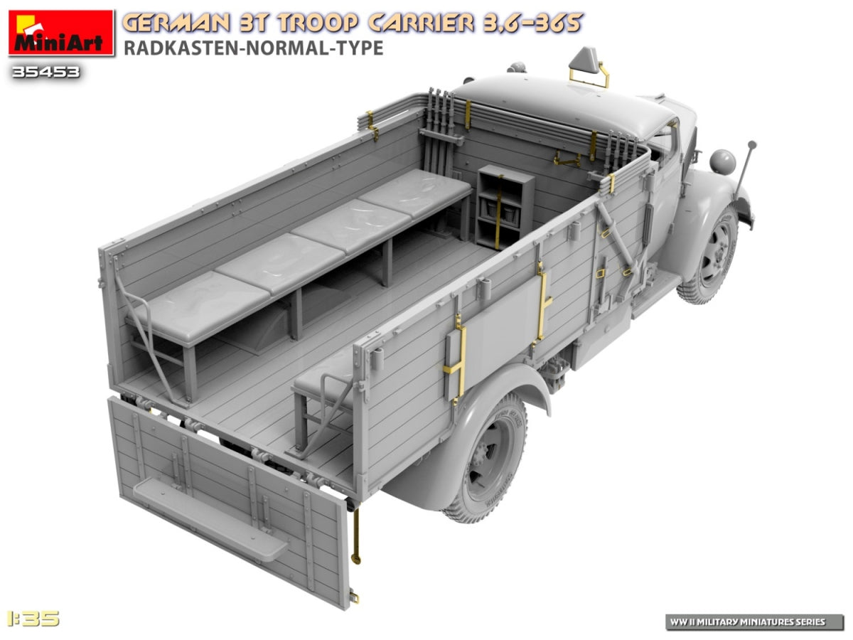 Miniart 35453 German 3t Troop Carrier 3.6-36S Radkasten-Normal-Type 1/35 – immagine 17