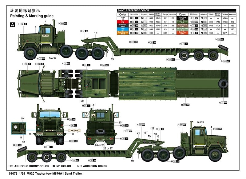 Trumpeter 01078 M920 Tractor tow with M870A1 semitrailer 1/35 – Bild 4