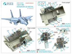 Quinta Studio QDS-32099 F-14B 3D-Printed &amp;amp; coloured Interior on decal paper (Trumpeter) (Small version) 1/32 – imagen 7