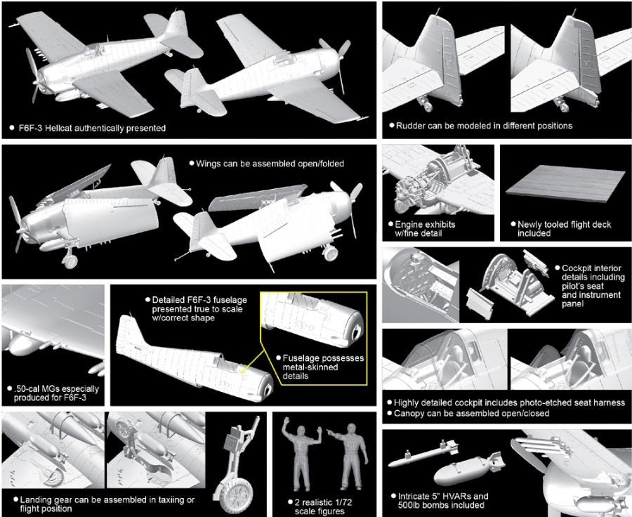 Dragon 5117 F6F-3 Hellcat w/Flight Deck 1/72 – imagen 2