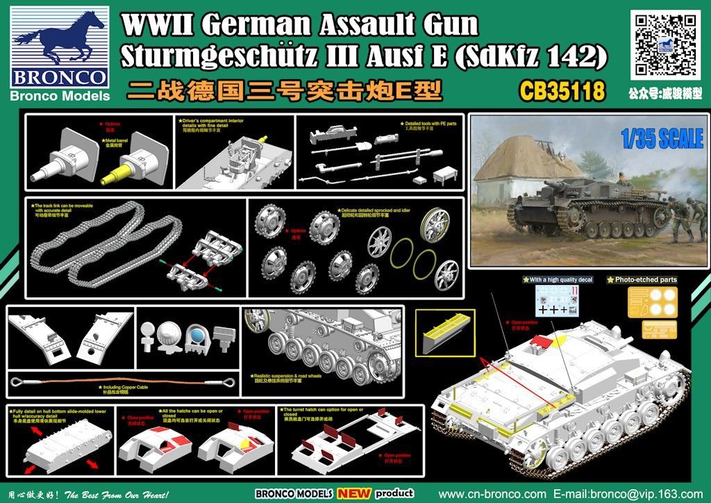 Bronco CB35118 WWII German Assault Gun Sturmgeschutz III Ausf E (SdKfz 142) 1/35 – imagen 2