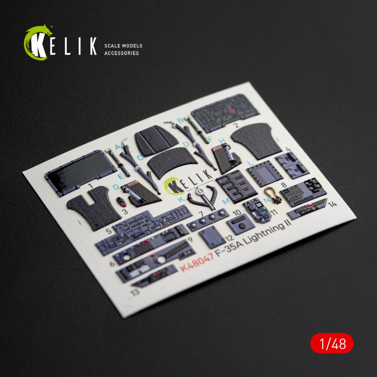 KELIK K48047 F-35A LIGHTNING II INTERIOR 3D DECALS FOR KITTY HAWK KIT 1/48 – imagen 2