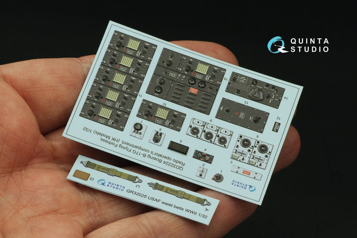 Quinta Studio QD32224 Boeing B-17G Radio operator&amp;#39;s compartment. 3D-Printed coloured Interior on decal paper (HK models) 1/32 – immagine 3