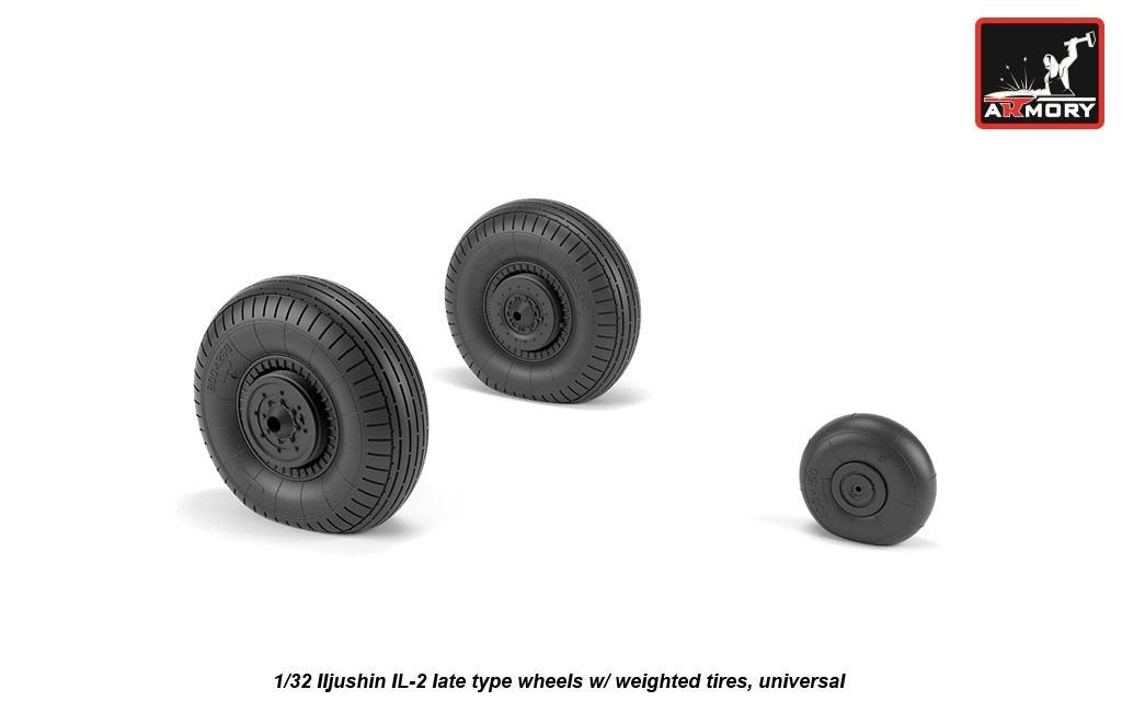 Armory Models AW32016 Iljushin IL-2 Bark late type wheels w/ weighted tyres 1/32 – immagine 5