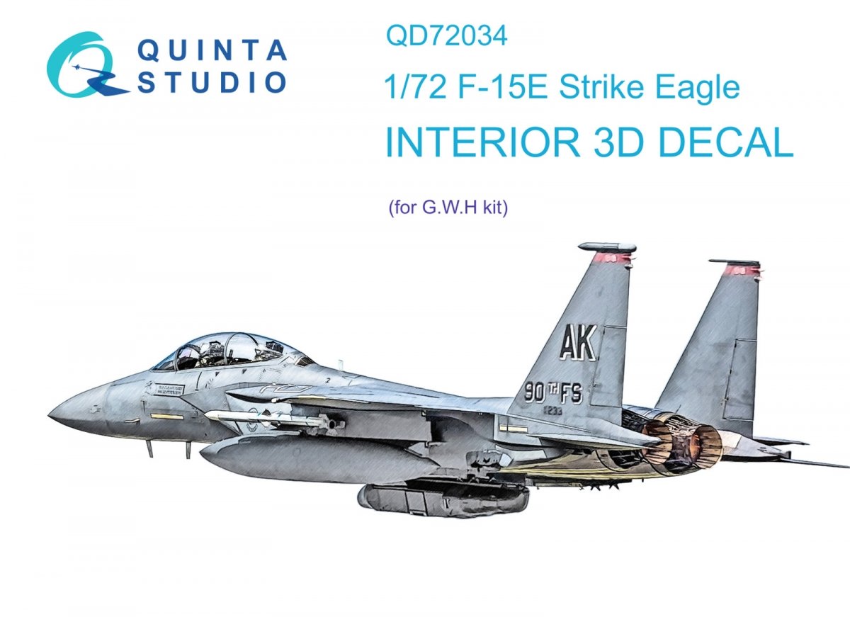 Intérieur imprimé en 3D et coloré pour F-15E de Quinta Studio QD72034 (GWH) à l'échelle 1/72