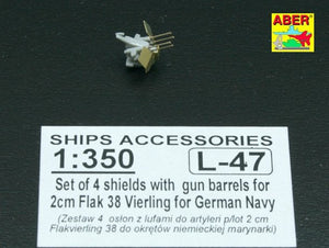 Aber 350L-47 Set of 16 pcs 2cm barrels for German Flakvierling 38 with shields 1/350 – imagen 3