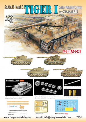 Dragon 7251 Tiger-I Mid avec Zimmerit (1/72) – image 2