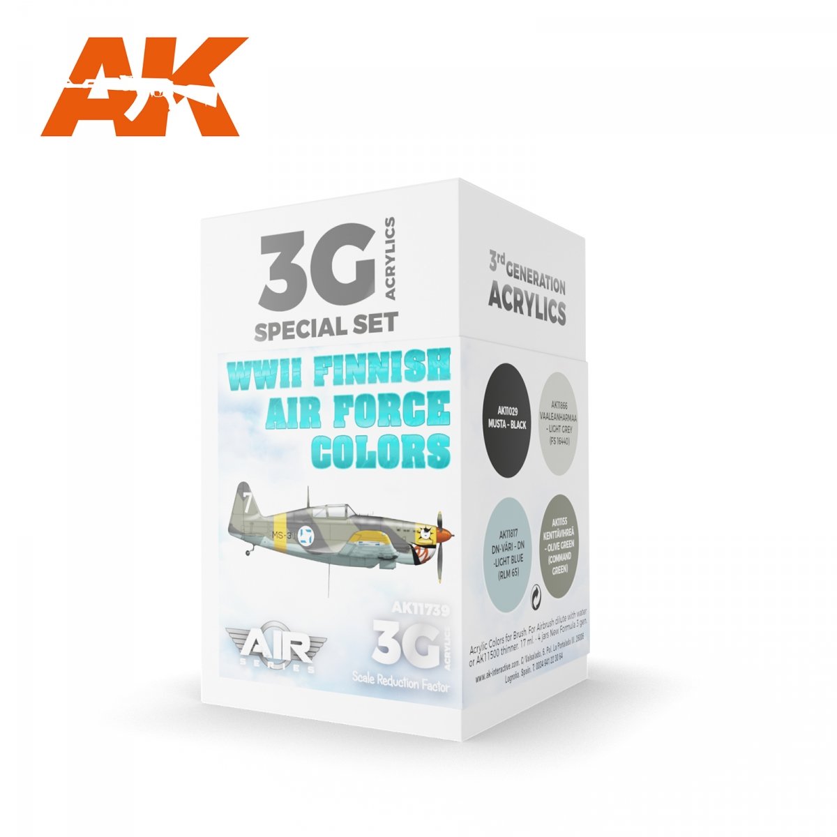AK Interactive AK11739 WWII FINNISH AIR FORCE COLORS 4x17 ml