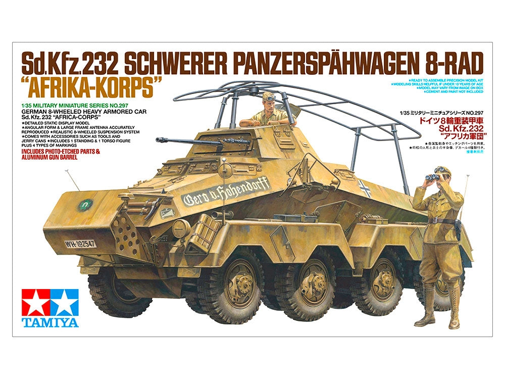 Tamiya 35297 German 8-Wheeled Heavy Armored Car Sd.Kfz.232 &amp;quot;Africa-Corps&amp;quot; 1/35 – immagine 2