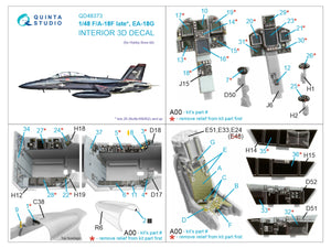 Quinta Studio QD48373 F/A-18F late / EA-18G 3D-Printed &amp;amp; coloured Interior on decal paper (Hobby Boss) 1/48 – Bild 2