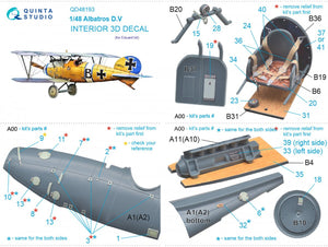 Quinta Studio QD48193 Albatros D.V 3D-Printed &amp;amp; coloured Interior on decal paper (Eduard) 1/48 – imagen 11