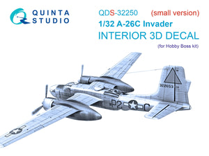 Quinta Studio QDS-32250 A-26C Invader 3D-Printed &amp;amp; coloured Interior on decal paper (Hobby Boss) (with 3D-printed resin parts) 1/32