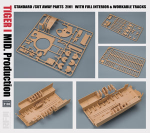 Rye Field Model 5100 TIGER I MID.Production STANDARD/CUT AWAY PARTS 2 IN 1 WITH FULL INTERIOR&amp;amp;WORKABLE TRACKS 1/35 – imagen 4