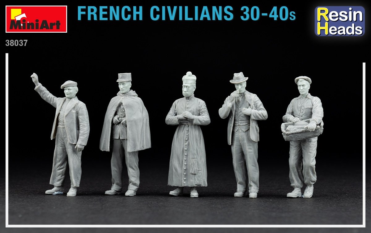 Miniart 38037 Civils français années 30-40 (têtes en résine) 1/35  – image 3