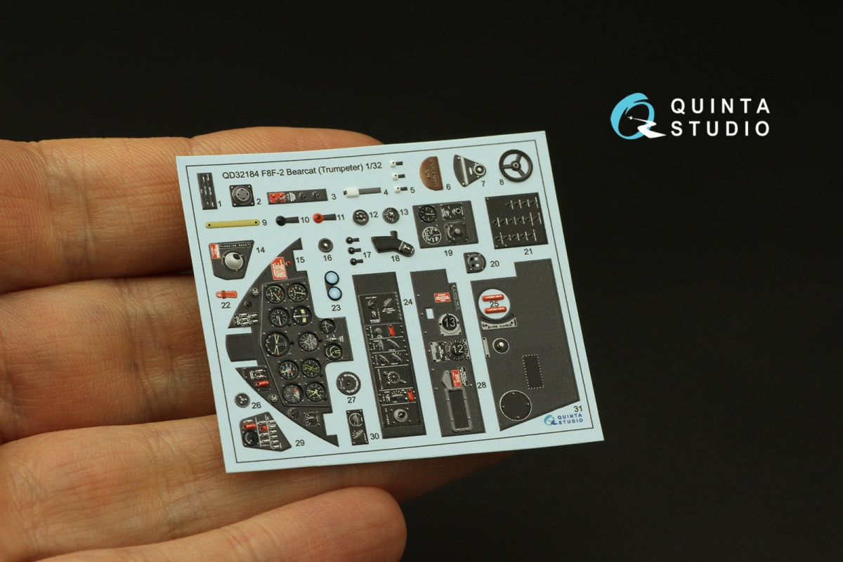 Quinta Studio QD32184 F8F-2 Bearcat 3D-Printed coloured Interior on decal paper (Trumpeter) 1/32 – imagen 4
