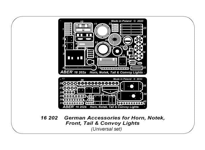 Aber 16202 German Accessories for Horn, Notek, Front, Tail Convoy Lights 1/16 – imagen 3