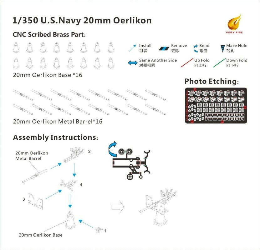 Very Fire USS07 U.S.Navy 20mm Oerlikon (16 sets) 1/350 – immagine 2