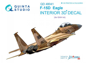 Intérieur imprimé en 3D et coloré sur papier décalcomanie Quinta Studio QD48041 F-15D (pour kit GWH) 1/48