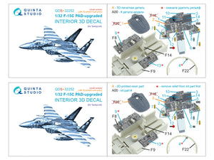 Quinta Studio QDS+32252 F-15C PAD-upgraded 3D-Printed &amp;amp; coloured Interior on decal paper (Tamiya) (Small version) (with 3D-printed resin parts) 1/32 – imagen 12
