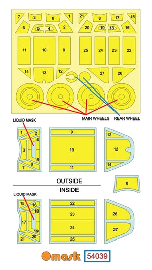 Omask 54039 Bf 109 E-1 / E-3 double-sided mask (for Wingsy Kits) 1/48 – zdjęcie 2