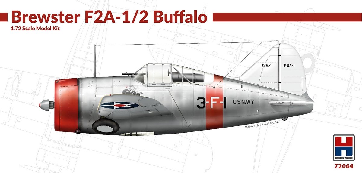 Hobby 2000 72064 Brewster F2A-1/2 Buffalo (HASEGAWA + CARTOGRAF + MASKS) 1/72