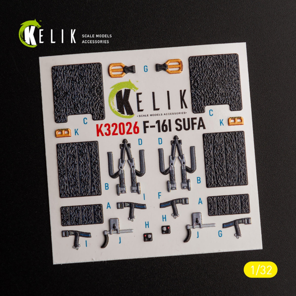 KELIK K32026 F-16I &amp;quot;Sufa&amp;quot; - interior 3D decals for Academy kit 1/32 – imagen 3