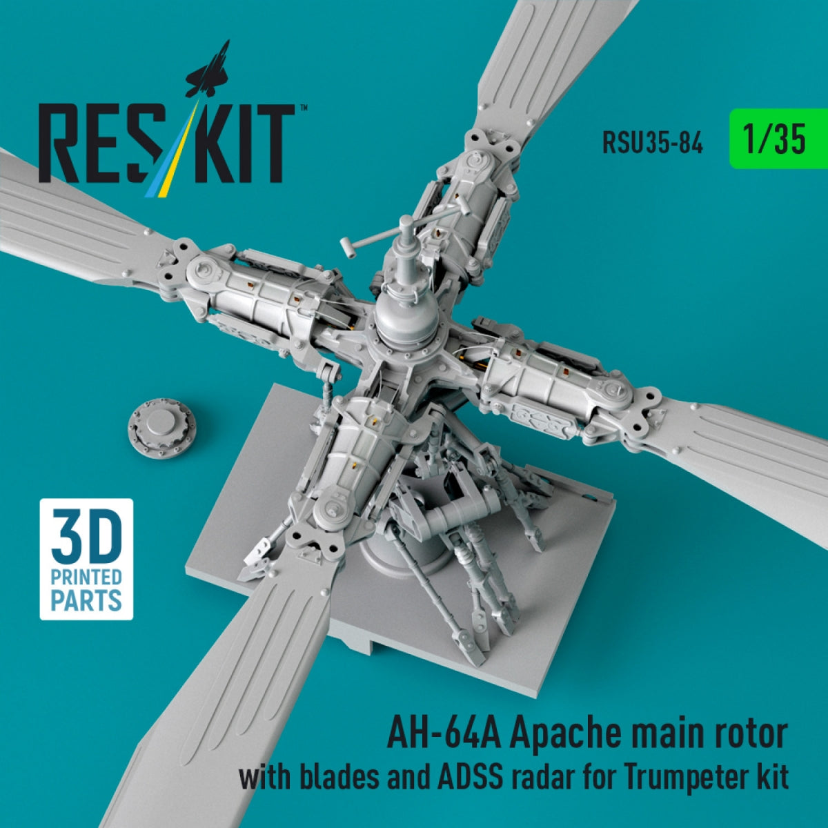 RESKIT RSU35-0084 AH-64A Apache main rotor with blades and ADSS radar for Trumpeter kit (3D Printed) 1/35