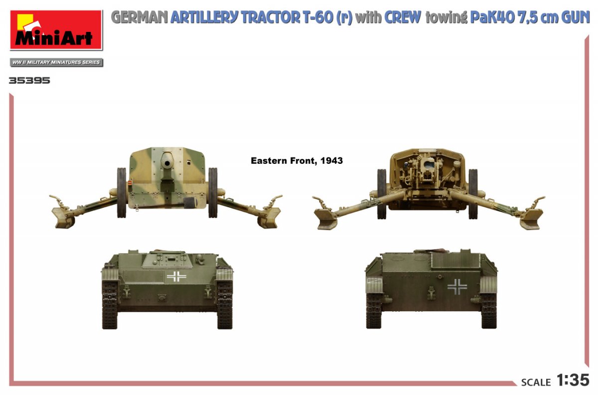 MiniArt 35395 Tracteur d&amp;#39;artillerie allemand T-60(r) et son équipage remorquant un canon PaK40 1/35 – image 6