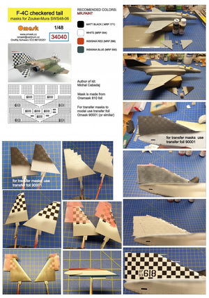 Omask 34040 F-4C checkered tail masks for Zoukei-Mura SWS48-06 1/48 – zdjęcie 2
