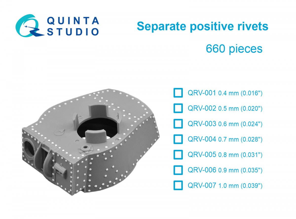 Quinta Studio QRV-002 Separate positive rivets, 0.5mm (0.020"), 660 pcs