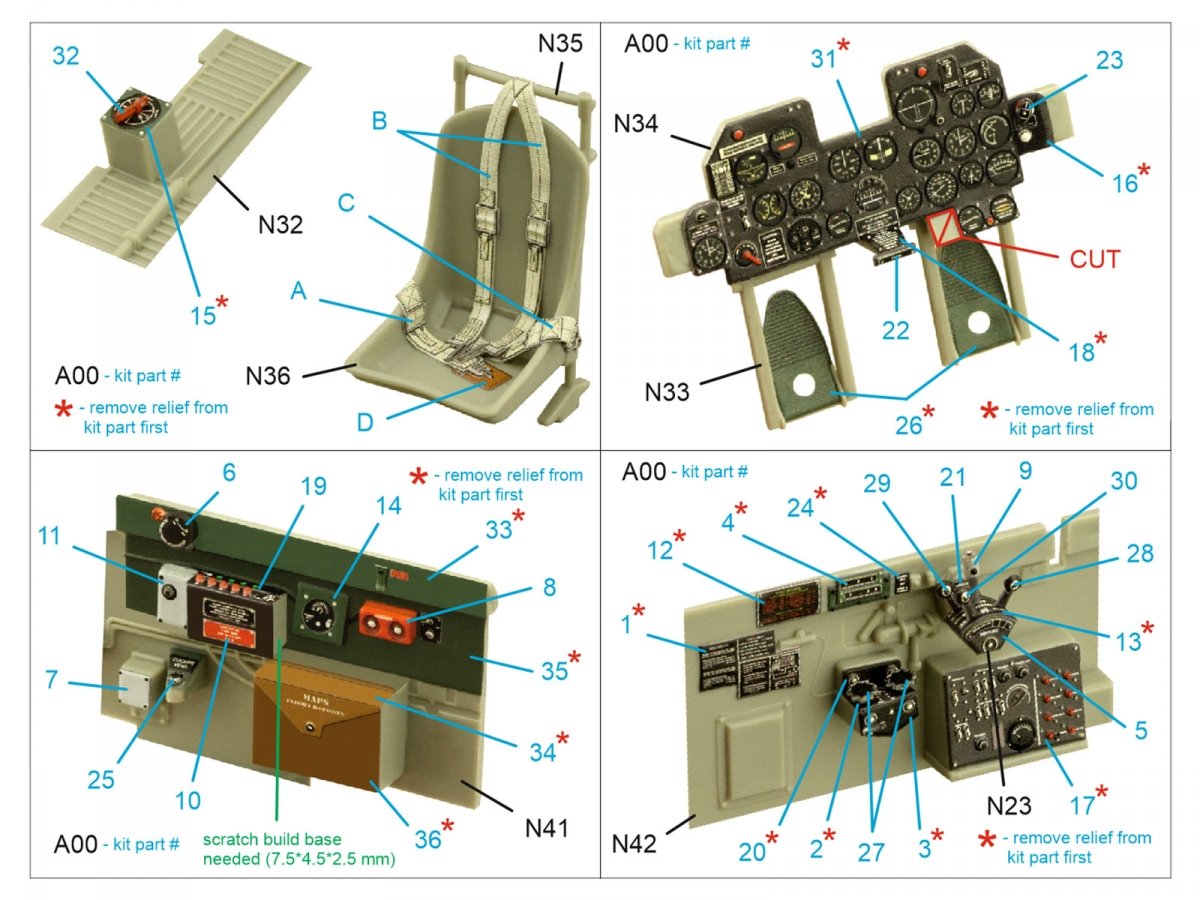 Quinta Studio QD32136 P-47D Razorback 3D-Printed &amp;amp; coloured Interior on decal paper (Trumpeter) 1/32 – Bild 10
