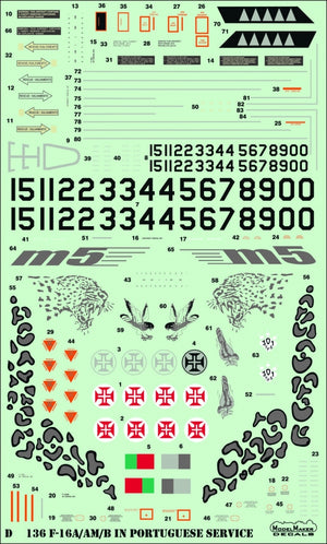ModelMaker Decals D48136 F-16A/AM/B/BM in Portuquese service - generic set 1/48 – immagine 2
