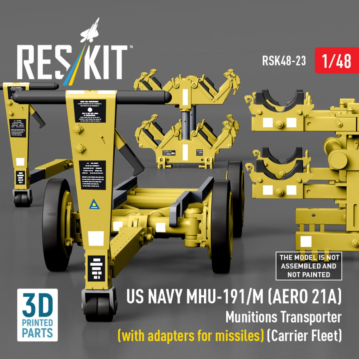 RESKIT RSK48-0023 US NAVY MHU-191/M (AERO 21A) Transporteur de munitions (avec adaptateurs pour missiles) (Flotte de porte-avions) (Maquette imprimée en 3D) 1/48 – image 4