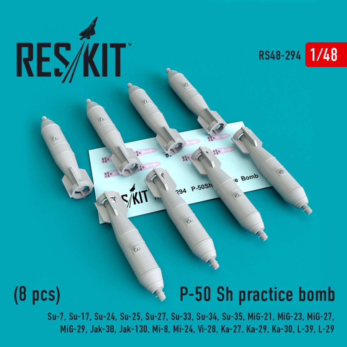 RESKIT RS48-0295 P-50 SH PRACTICE BOMBS (8 PCS) 1/48
