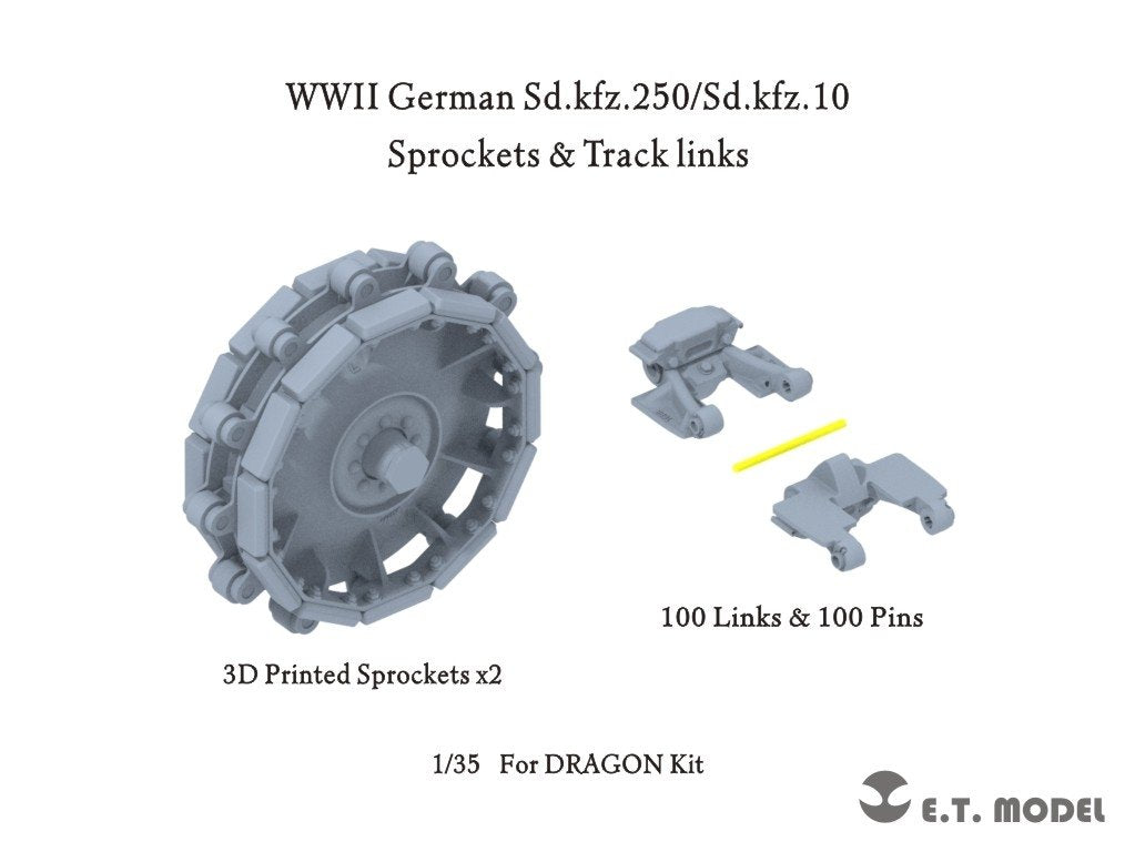 E.T. Model P35-066 WWII German Sd.kfz.250/Sd.kfz.10 Sprockets &amp;amp; Track links ( 3D Printed ) 1/35
