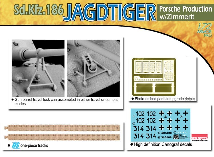 Dragon 7291 Jagdtiger, Porsche Version w/Zimmerit 1/72 – Bild 4