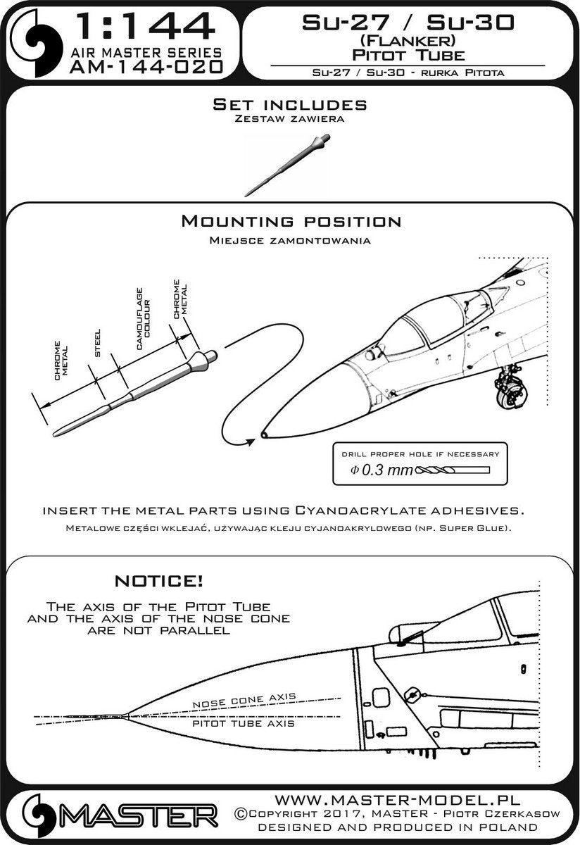Master AM-144-020 Su-27/Su-30 (Flanker) - Rurka Pitota 1/144 – immagine 3