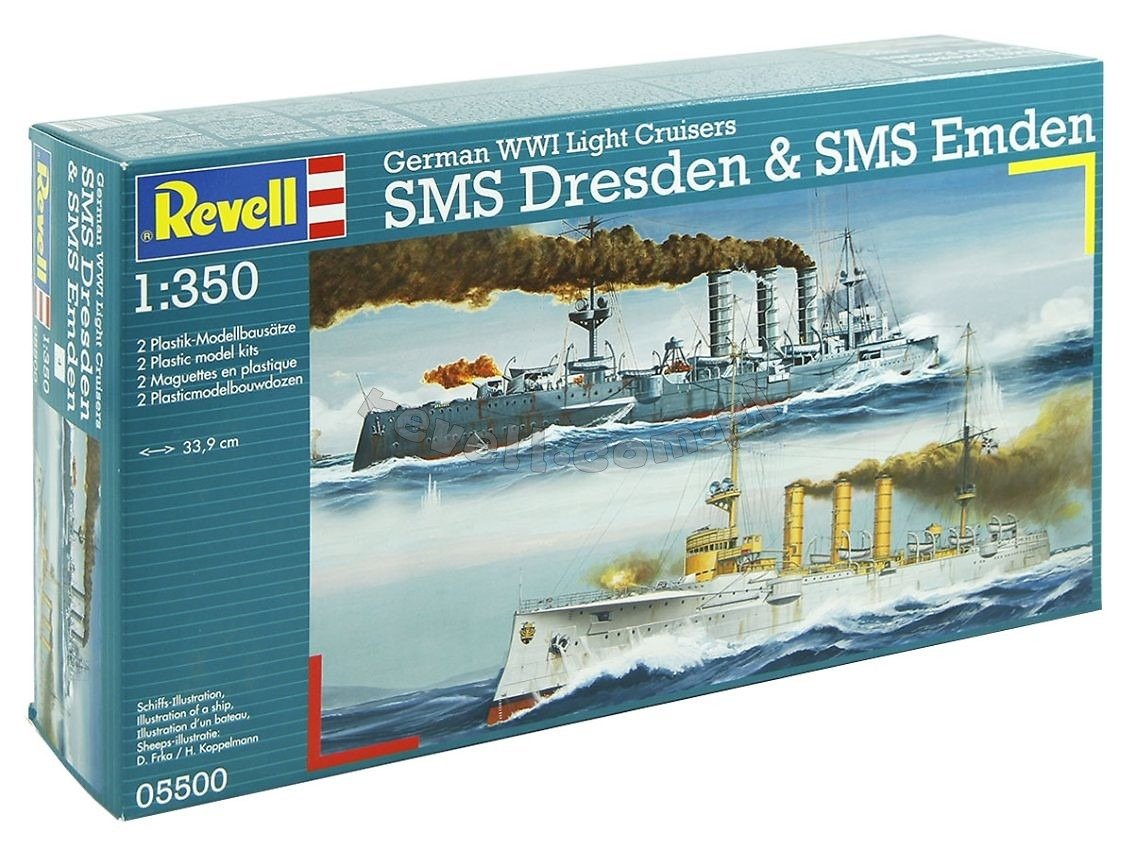 Revell 05500 Croiseurs allemands de la Première Guerre mondiale SMS Dresden SMS Emden (1/350)