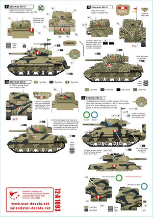 Star Decals 72-A1093 British Shermans in Italy. Sherman Mk IIA (76mm), Sherman Mk III, Sherman MK III DD. 1/72 – imagen 3