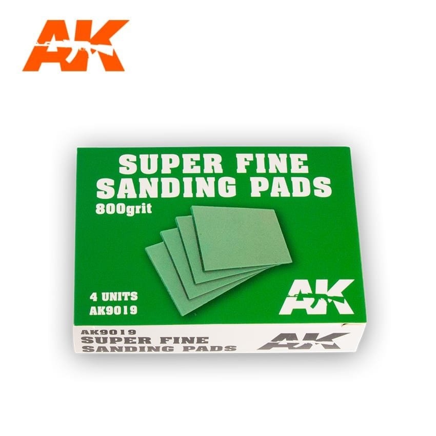 AK Interactive AK9019 SUPER FINE SANDING PADS 800 GRIT. 4 UNITS.