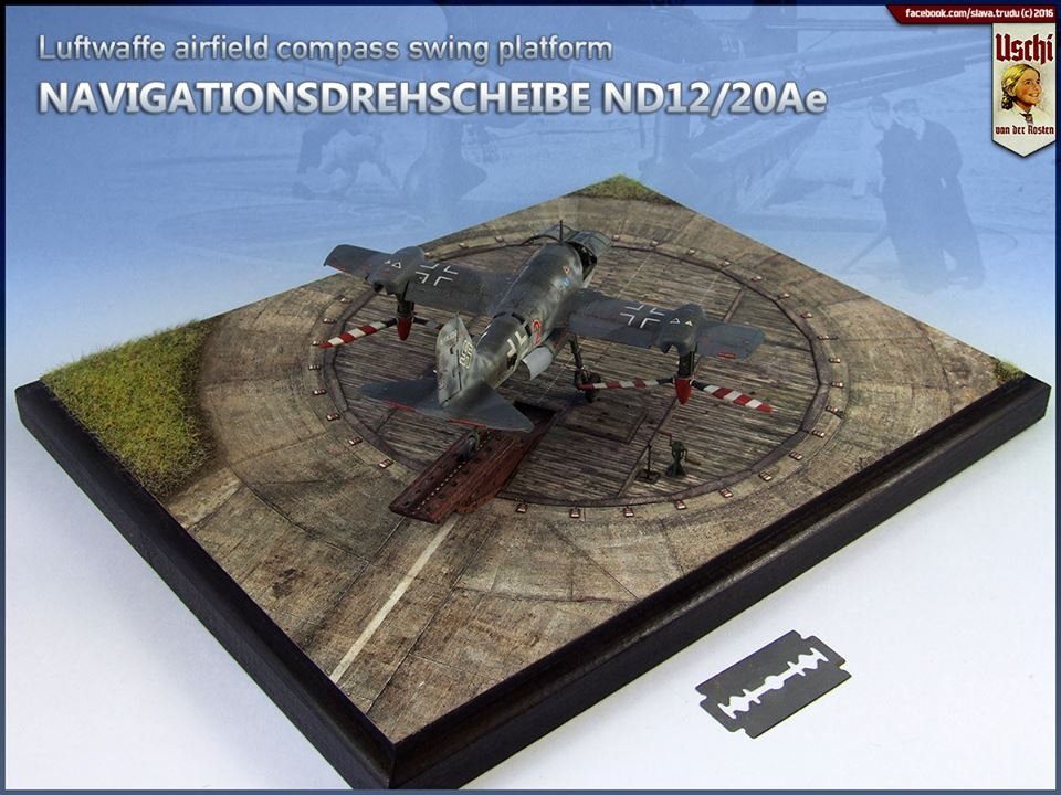 Diorama d'exposition Uschi 3047, rampe pivotante circulaire à compas de la Luftwaffe, échelle 1/48