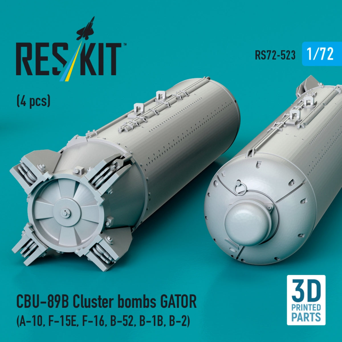 RESKIT RS72-0523 CBU-89B cluster bombs GATOR (4 pcs) (3D Printed) 1/72 – immagine 3