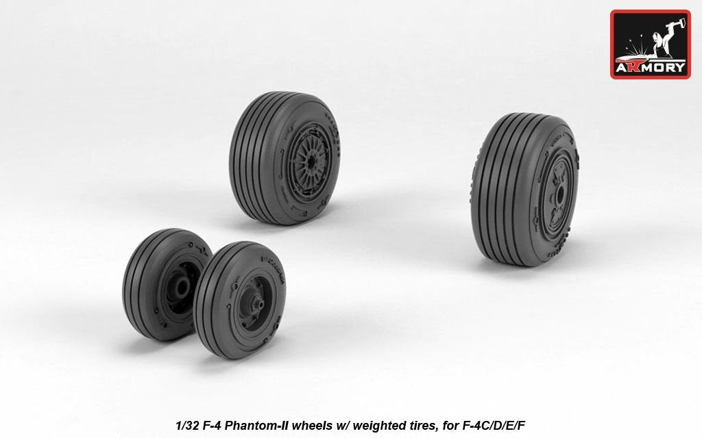 Armory Models AW32307 F-4 Phantom-II wheels w/ weighted tires, mid 1/32 – immagine 4