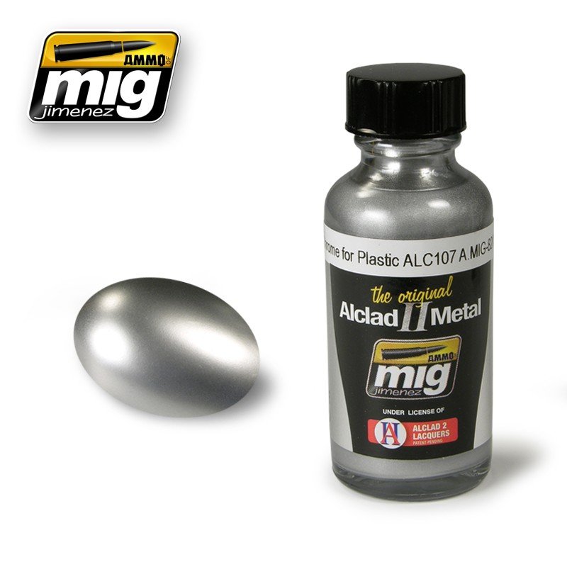 AMMO of Mig Jimenez 8205 CHROME FOR PLASTIC ALC107 30ml
