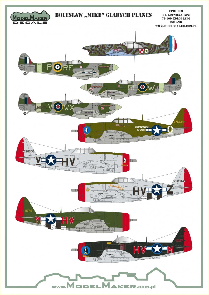 ModelMaker Decals D48182 Boleslaw "Mike" Gladych Planes 1/48
