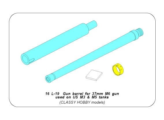 Aber 16L-19 Lufa 37mmM6 do amerykańskich czołgów M3iM5 / Gun barrel for 37 mm M6 gun used on US M3 M5 tanks 1/16 – imagen 8
