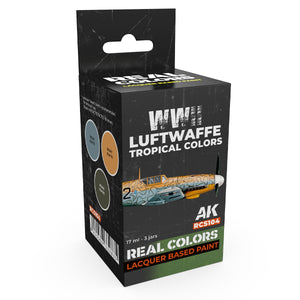 AK Interactive RCS104 Couleurs tropicales de la Luftwaffe de la Seconde Guerre mondiale 3 x 17 ml
