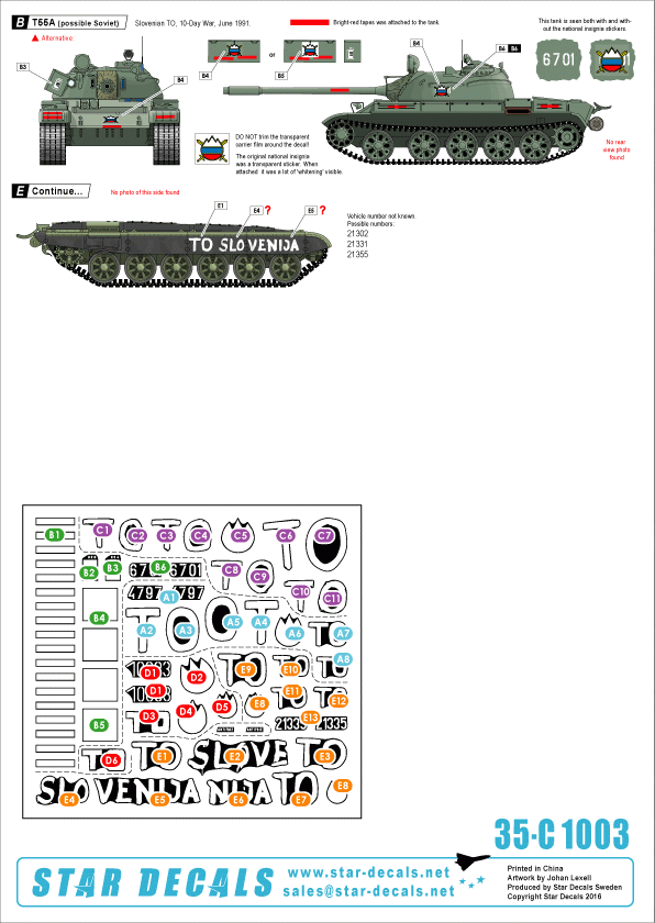 Star Decals 35-C1003 TO (Teritorialna Obramba). M36B2 Jackson. T-55A (polish), T-55A (russian), M-84, BTR-50PK 1/35 – immagine 2