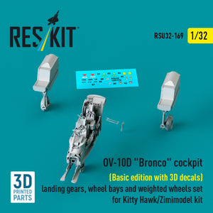 RESKIT RSU32-0169 OV-10D &amp;quot;Bronco&amp;quot; cockpit (Basic edition with 3D decals) landing gears, wheel bays and weighted wheels set for Kitty Hawk/Zimimodel kit (3D Printed) 1/32 – image 3